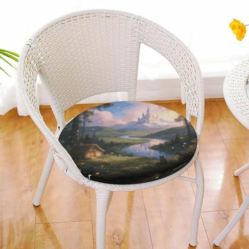 Cojín redondo para asiento de 39 cm con funda extraíble lavable 7