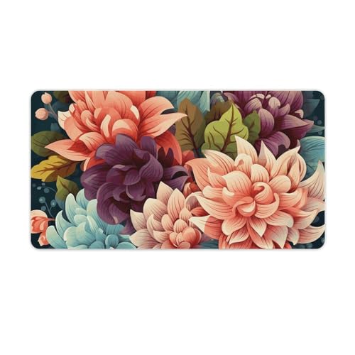 Tapis de souris de jeu grand format motif floral tapis de bureau étanche antidérapant