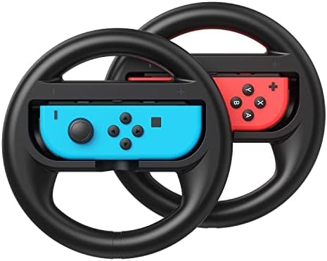 VOYEE Steering Wheel Compatible with Nintendo Switch Wheel, Family Use Accessories Compatible with Switch JoyCon Controllers, 2 Pack (Black and Black)