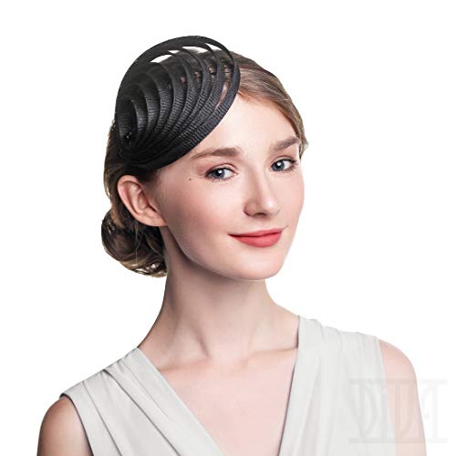Sinamay Womens Fascinator Hat Tea Party Wedding Derby Church Headwear For Women Black #TOP1