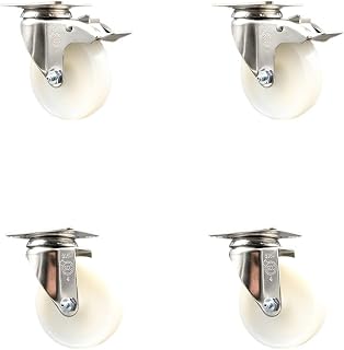 Service Caster Brand 4 Inch 316 Stainless Steel Light Duty Swivel Casterset of 4 Nylon Caster Wheels – 1,200lbs. Total Cpty– 2 Swivel with Total Lock Brakes/2 Swivel