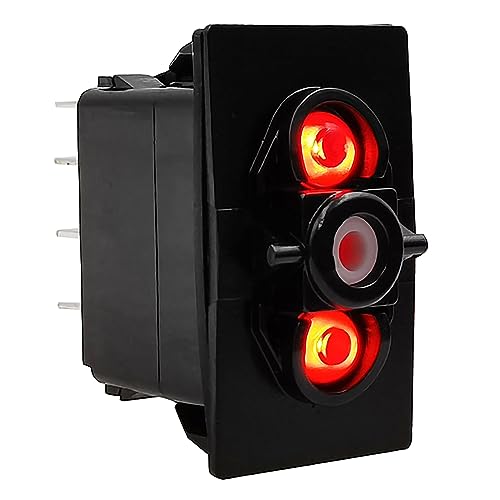 Image of Dual Red Led 7 Pin ON-Off-ON DPDT 3 Way Rocker Switch Base for ARB /Carling Auto Marine Boat Dashboard Switch Replacement 12V /24V IP68