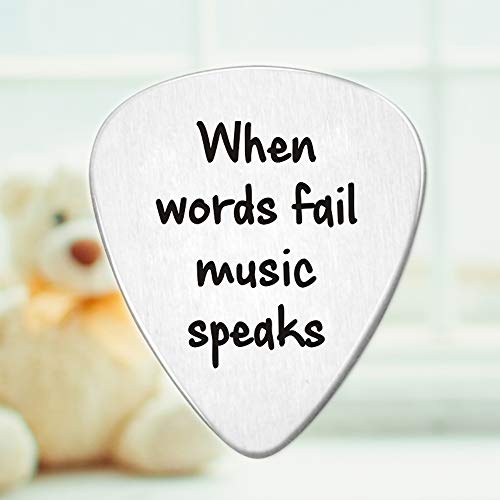 When Words Fail Music Speaks Guitar Pick- Jewelry Gift For Musician Husband Boyfriend Fiance #TOP5