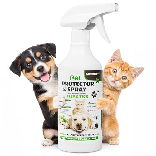 Pet Protector Spray for Dogs & Cats, 16 oz, Repel Fleas, Ticks, Mites & Mosquitoes – Indoor/Outdoor Home Use, Fast-Acting, Safe, and Easy Application