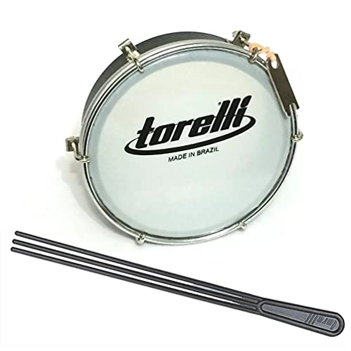 Kit Tamborim Pele Leitosa Torelli TT 404 Preto Baqueta Tripla