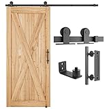 SMARTSTANDARD 6.6 FT Top Mount Sliding Barn Door Hardware Kit Whole Set, Include 1 Pull Handle & 1 Floor Guide, Fit 40