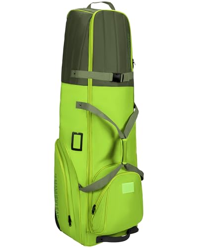 MANUEKLEAR Golf Bag Travel Case for Airlines with Travel Wheels, Golf Travel Bags for Airlines with Padded Top, 1680D Nylon Foldable Golf Travel Covers with 3 Large Pocket for Golfer