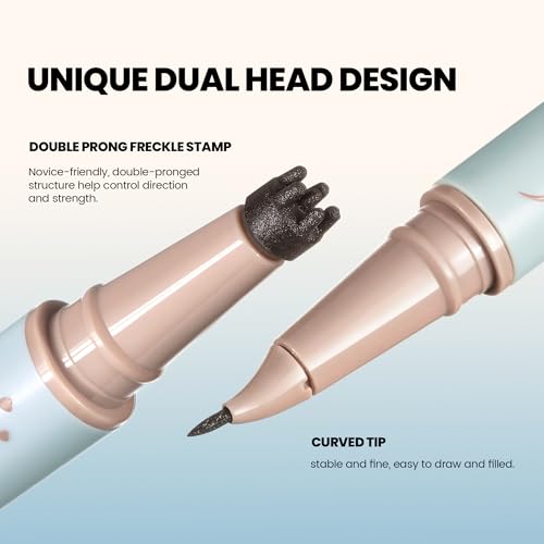 Pudaier 2 Pack Freckle Pen Set – 2-in-1 Dual Ended Microblading Pen & Freckle Stamp, 2 Different Color Combos,Waterproof & 24HR Longwear, Precise 15° Tip for Natural Lifelike Freckle Makeup
