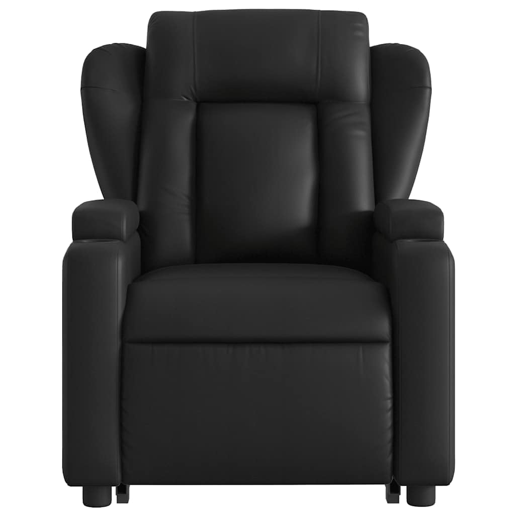 Sillón elevador eléctrico eléctrico negro de piel sintética con 6 puntos de vibración y función de reclinación automática, cómodo asiento y elevación eléctrica para adultos,