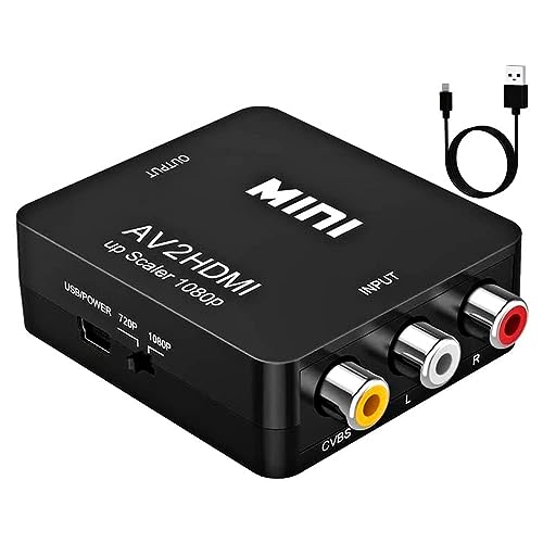 Esellertree HDMI to RCA, 1080P HDMI to AV Converter, HDMI to 3 RCA CVBS Full HD Video 1080P AV Scart Composite Converter Adapter, Support NTSC/PAL for PC Laptop