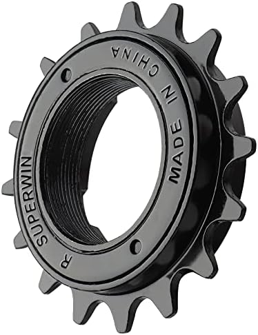 Hycline Single Speed Bike Freewheel, 16T Compatible with 1/2'' x 1/8'' Bicycle Freewheel Threaded Type Freehub Replacement Parts (Black)