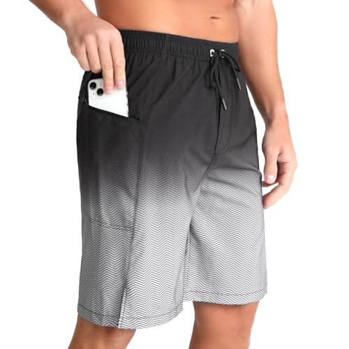 zeetoo Mens Swim Trunks with Compression Liner 9" Inseam Quick Dry Swim Shorts with Zipper Pockets Bathing Suit3
