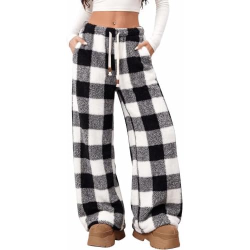 Ivicoer Women's Warm Fleece Pajama Pants Fluffy Plush Cute Printed Elastic Waist Winter Warm Soft Pj Bottoms