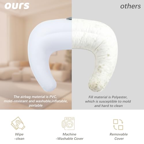 KAKIBLIN Almohada de lactancia, almohadas inflables de lactancia, almohada de alimentación manos libres para aliviar el dolor de espalda con correa para la cintura, almohada de lactancia de viaje - imagen 3