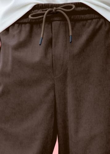 Image of SWADESI STUFF Men's Corduroy Track Pants | Self Design, Mid-Rise Fit, Flexi Waistband - Retro-Inspired Straight Fit Lounge & Casual Wear