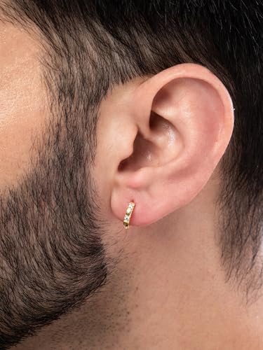 Image of ORIONZ Hoop Earrings for Men & Boys (1 Piece) - 925 Sterling Silver - Gift for Birthday Anniversary - 18k Gold Plated Jewellery - Men Fashion