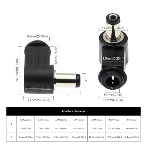 Type de Fil de soudage CC 5,5x2,5mm coudé pour intégration multimédia discrète