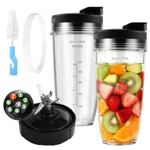 Listado de vaso licuadora ninja que Puedes Comprar On-line. 42 8 Piezas de Repuesto para Licuadora Ninja, Aspas Licuadora para Ninja de 7 Aletas, 2 Vaso Original 24 Onzas Con Tapa, Vaso para Licuadora Ninja para Ninja Auto IQ BL2012 BN801 y...