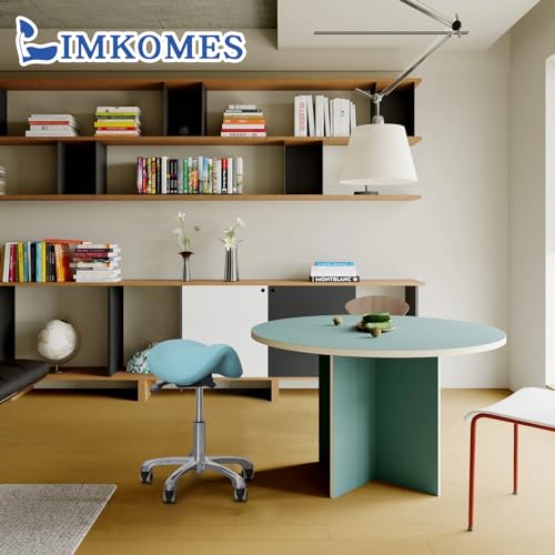 LIMKOMES Saddle Stool with Wheels,Rolling Stool,Rolling Chair Ergonomic Swivel Rolling Chair with Hydraulic Lifting Height Adjustable Rolling for Office Medical Massage Salon Drafting(Blue) - Thumbnail 2