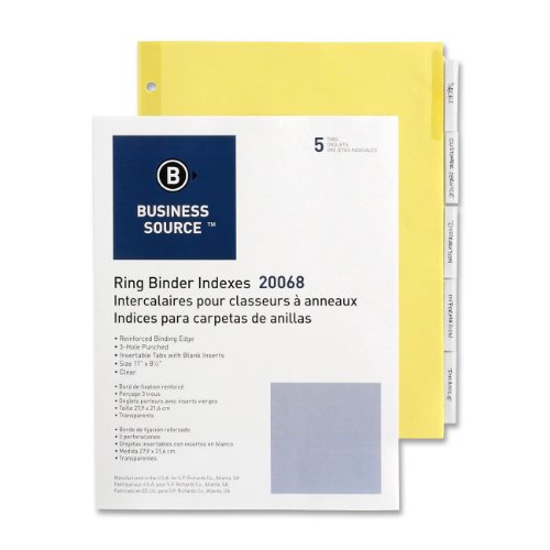 Business Source Ring Binder Index Divider,5 X Tab Blank - 5 Tab(S)/Set - 8.5" X 11" - 5 / Set - Buff #TOP28