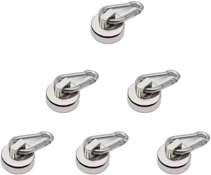 Magnetic Hooks,Heavy Duty Neodymium Magnetic Hooks with Swivel Carabiner Hook,Great for Your Refrigerator and Other Magnetic Surfaces,Pack of 6 (XXL)