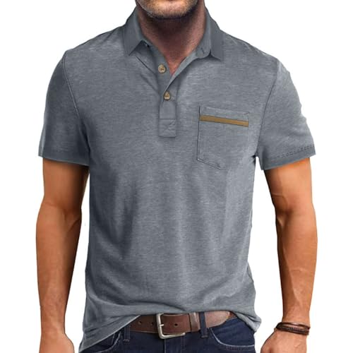 Men's Casual Polo Shirts Classic Button Basic Short Sleeve Shirt Solid Color Tees Golf Stylish Tops,Sizes S-4x
