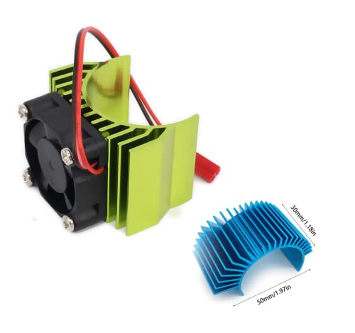 Rc Motor Heatsink 540, Aluminum Motor Heat Sink With 6V Cooling Fan Fit 540 550 3650 Size Brushless Motor For 1/8 1/10 Rc Car Truck Buggy Crawler(Green） #TOP3