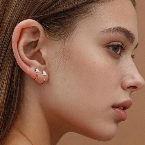Backless Earrings for Women Dainty Open Huggie Half Hoop Earrings Cubic Zirconia Small Arc Hoop Earring No Back Design Stylish Minimalist Jewelry by KummerSaprk - Used condition - Image 2