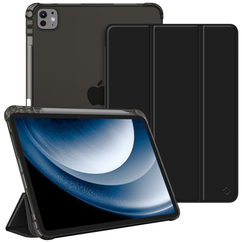 Image of Fintie SlimShell Case for iPad Pro 11-inch (M5) 2025 / (M4) 2024 - Lightweight Soft TPU Protective Stand Back Case with Pencil Holder, Translucent Frosted Cover, Auto Wake /Sleep, Black