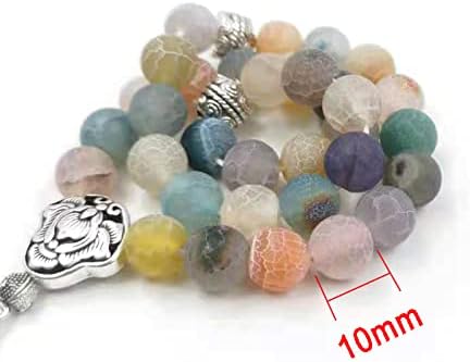 Tasbih Weathered Agate Stone with Turkish Design red Crystal tasssel Muslim misbaha (8mm x 99 Beads)