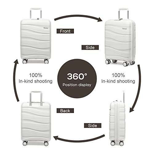 Melalenia Luggage Carry On Suitcase, Pp Material Suitcase With Spinner Wheels,Tsa Luggage Locks 22X14X9 Airline Approved (White) #TOP3
