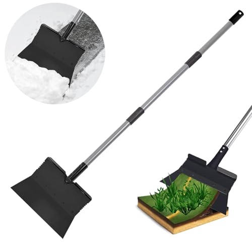 Garden Flat Shovel Scraper, Multifunctional Garden Cleaning Shovel, 54 Inch Adjustable Handle Heavy Duty Floor Scraper, Outdoor Spade Tool for Weeding, Lawn Edging, Digging, Snow Ice Removal