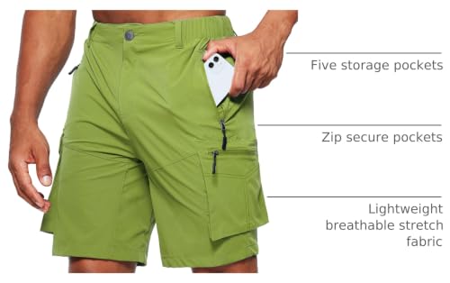 Pudolla Men's Hiking Cargo Shorts 5 Pockets Lightweight (Army Green XL) by Pudolla - Used condition - US$25.64