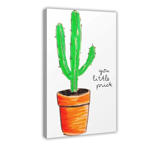 Toile de cactus botanique tableau déco murale chambre et cadre bureau 20x30