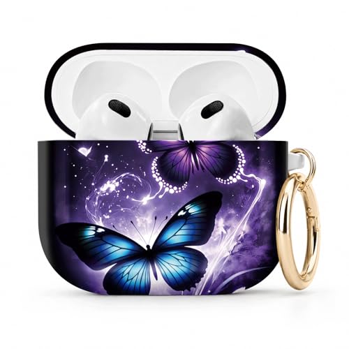 PLKTJOSA Airpod 4�P�[�X�Ή� TPU���킢���p�^�[���ی� �ϏՌ��� ���h�~�P�[�X �L�[�`�F�[�������O�t�� ���C�����X�[�d�Ή� (�p�[�v���o�^�t���C�u���[�O���[�A�[�g)