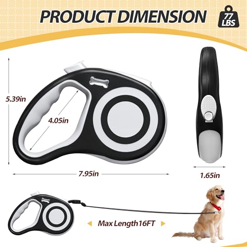 Retractable Dog Leash 16FT, Dog Walking Leash for for Medium Dogs up to 77 lbs,Tangle Free Dog Leash Retractable Dog Leash 16FT, Dog Walking Leash for for Medium Dogs up to 77 lbs,Tangle Free Dog Leash