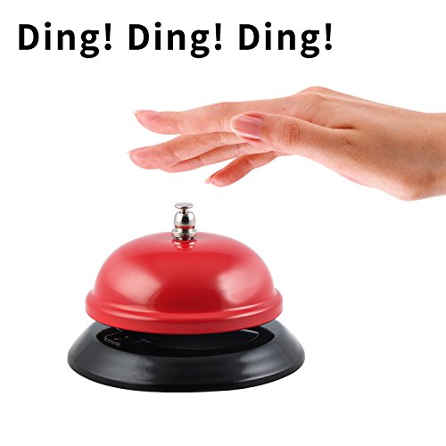 Red Call Bell, Desk Bells Ring, All-Metal Construction, Chrome Finish, No-Slip, Service Bell For Bar, Restaurants, School,Pet Traning #TOP4