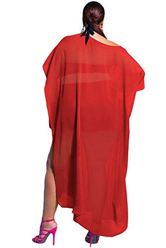 Prime Leader Rose Red Draped Plus Size Cover-up2
