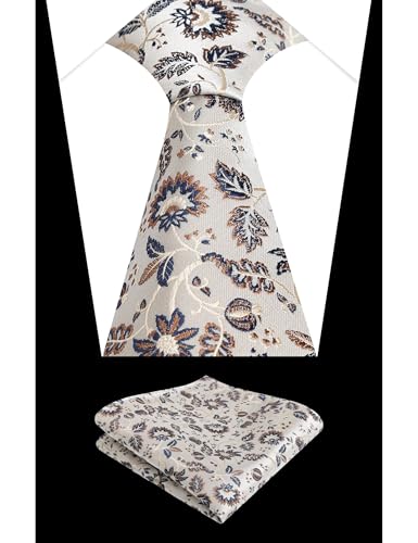 Image of Alizeal Mens 3.15inches Leaf Flower Pattern Tie Set
