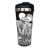 Waldeal The Kissing Lovers Skull Travel Coffee Mug with Flip Lid, Day of The Dead Stainless Steel...