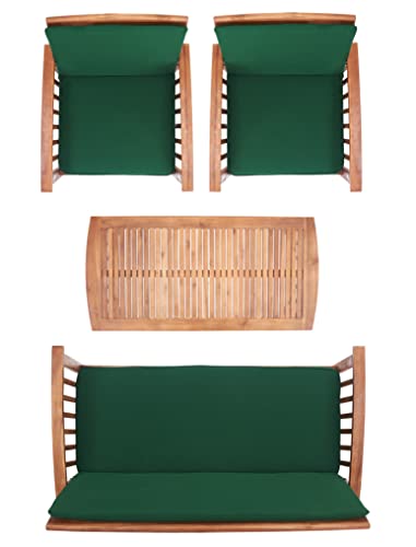 Safavieh Outdoor Collection Rocklin Natural/ Green Cushion 4-Piece Conversation Patio Set #TOP5