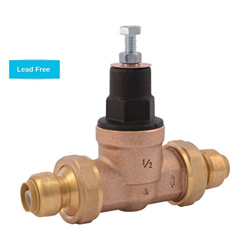SharkBite 1/2 Inch EB45 Double Union Pressure Regulating Valve (PRV), Push to Connect Brass Plumbing Fittings, PEX Pipe, Copper, CPVC, PE-RT, HDPE, 23893-0045 - Thumbnail 2