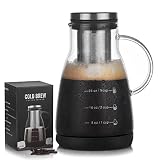 RIIPOO Cold Brew Coffee Maker, Glass Iced Coffee Tea Pitcher with Filter, Pour Over Glass Coffee Pot