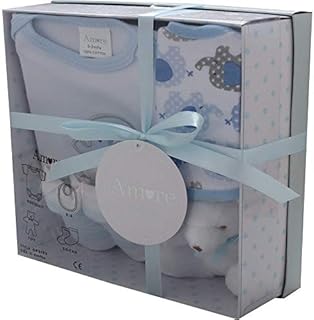 Newborn Baby 4 pcs Gift Set 0 - 3 Months. Available in Blue or Pink or Lemon or White (Blue set)