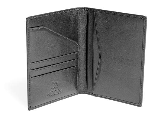 Premium Reisepasshülle aus Leder - POLIVA Kreditkartenetui mit RFID-Schutz & 6 Ablagefächern - DIN A6 - aus Handarbeit