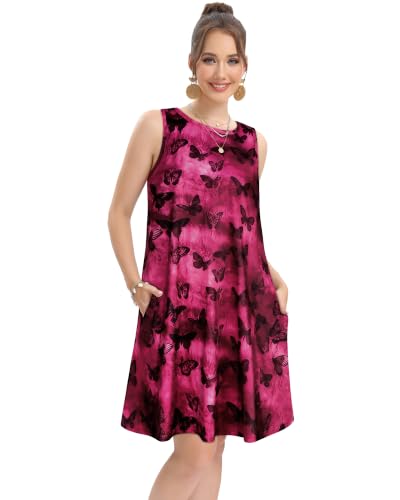 Image of elescat Women's Summer Dresses Casual Sleeveless Loose Sundress with Pocket