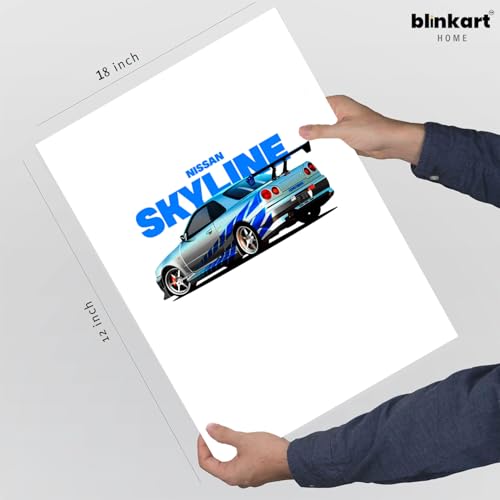 Image of BLINKART Nissan Skyline GT-R (R34)Car Posters Sticker Gift Items for Boys Room Wall Decor || Comes with Double-Sided Tape|| Decoration Bedroom Living Room Office Studio Decor | 12x18 In (A3) - CAR-264