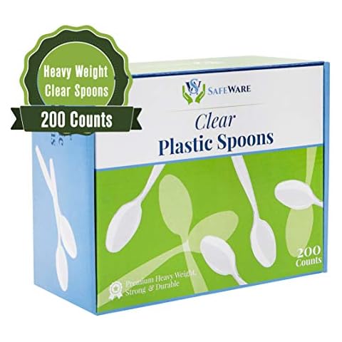 Clear Plastic Spoons 200 Counts, Heavy Duty, Disposable Utensil Silverware for Party, BBQ, Picnic, Family, Office, Restaurant Cover