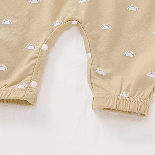 Patpat Baby Boy Rompers Sleeveless Button Up Print Striped Solid Color Tank Jumpsuit Clothes Outfits Beige 9-12 Months #TOP2