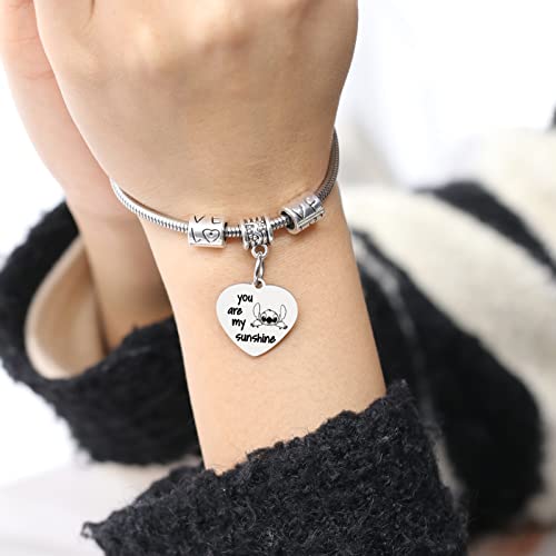 Tagomei Charm Bracelets For Women Girls You Are My Sunshine Heart Bracelets Gifts For Daughter Women Silver Snake Chain Bracelets I Love You Heart Charm Bangle Jewelry Birthday Anniversary Gifts #TOP7